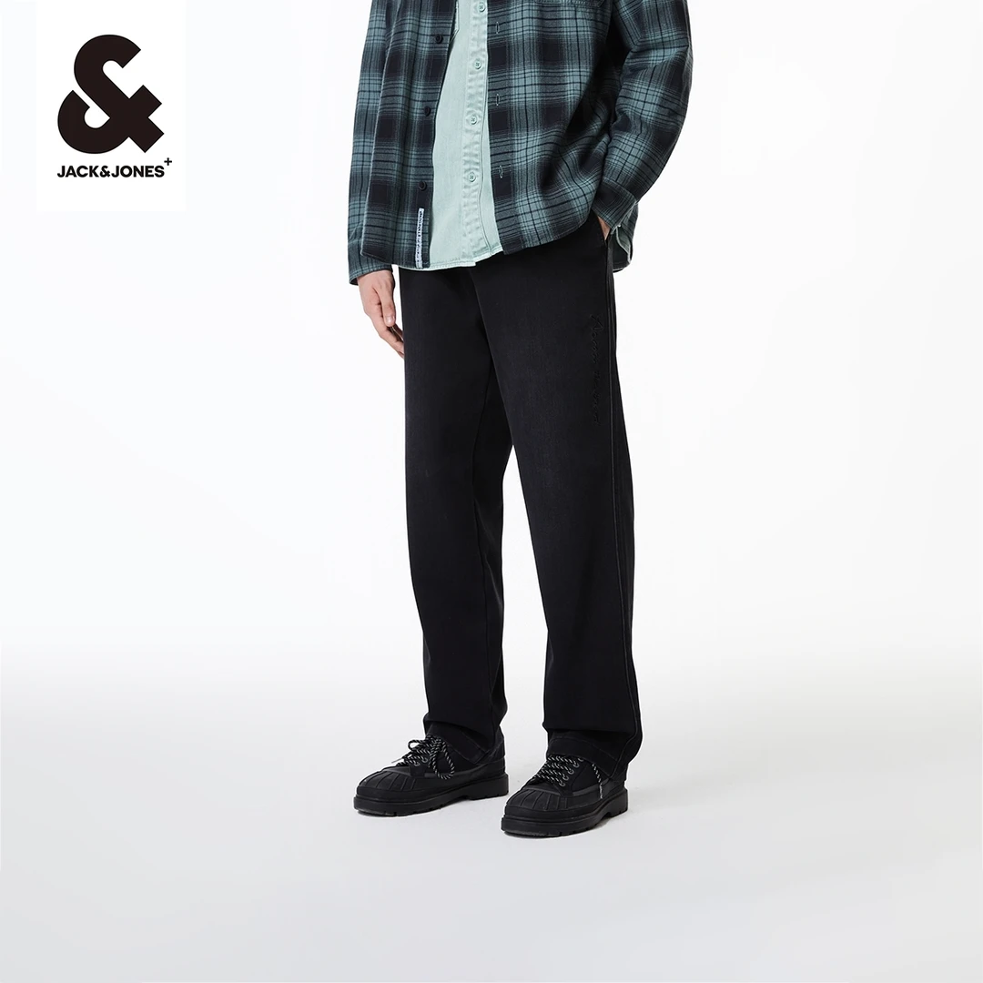 杰克琼斯秋季新款男款裤子休闲裤舒适抽绳宽松质感黑色高级感穿搭