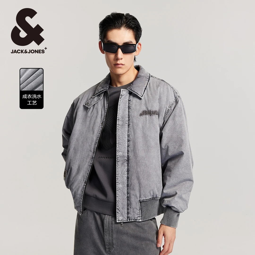 【陈大可专属】杰克琼斯棉服美式复古做旧保暖棉衣翻领潮224309019