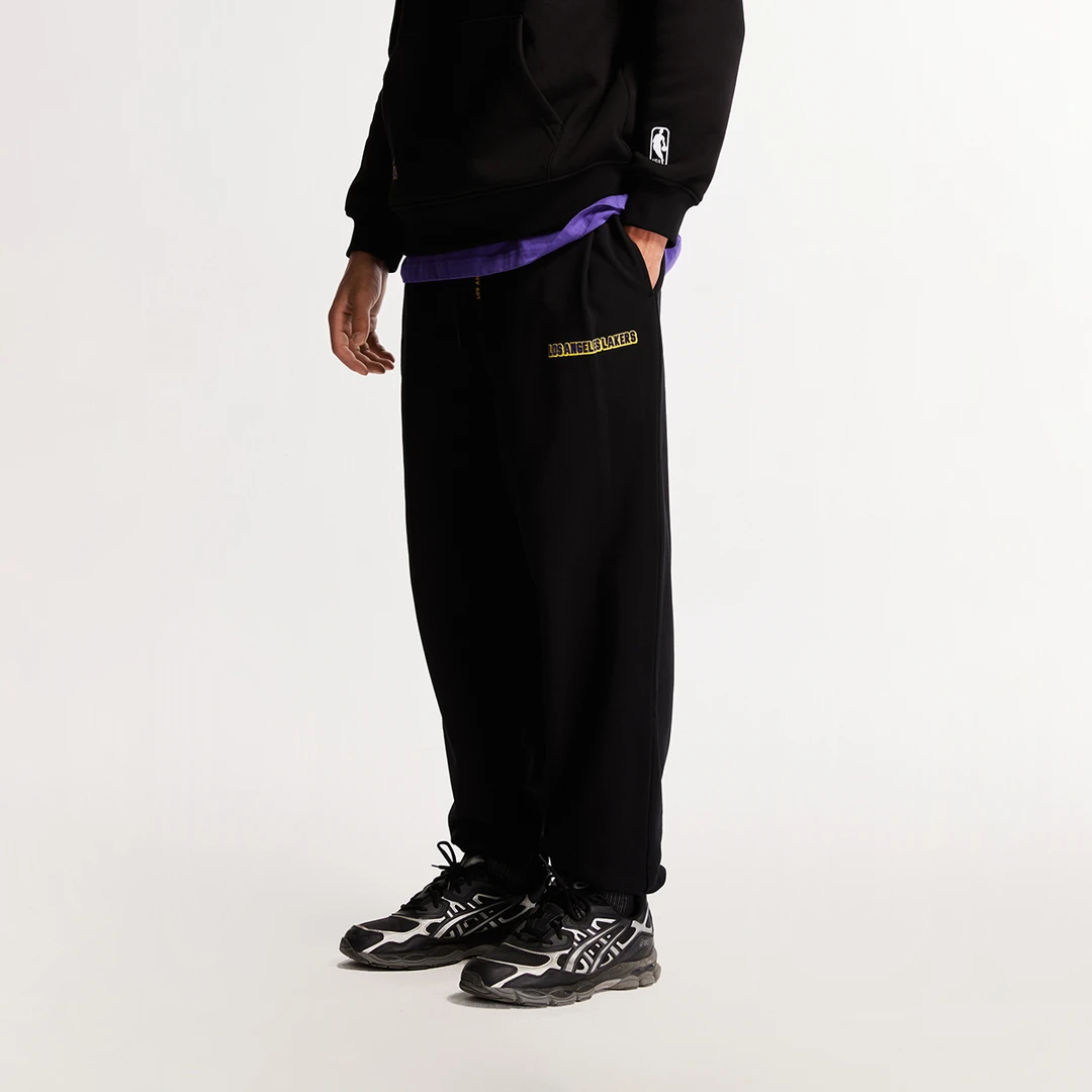 杰克琼斯男士运动裤卫裤NBA联名湖人队美式束脚休闲宽松裤子男装