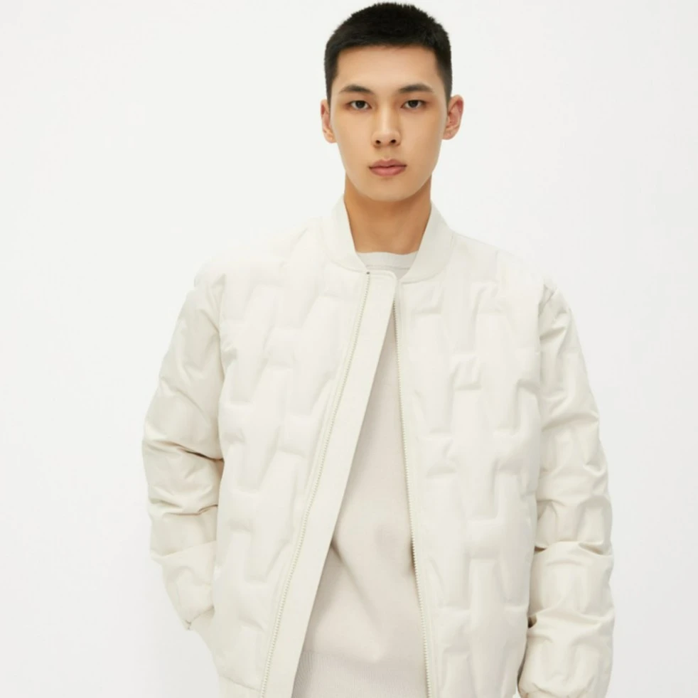 杰克琼斯男装新款保暖商务休闲时尚压胶棒球领羽绒服外套男士简约