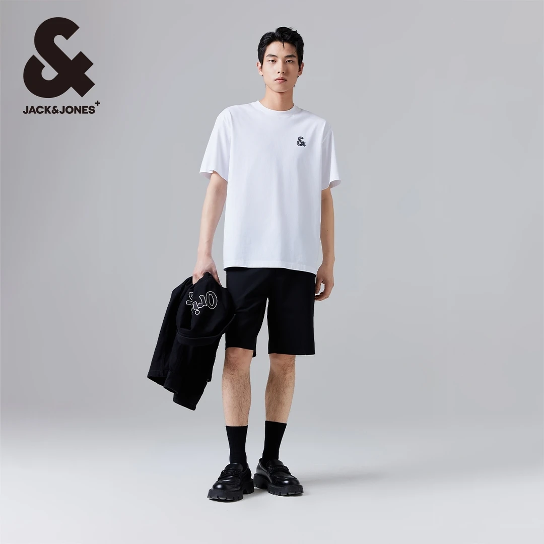 杰克琼斯春夏新款男士个性时尚潮流字母胶印图案圆领短袖T恤男装