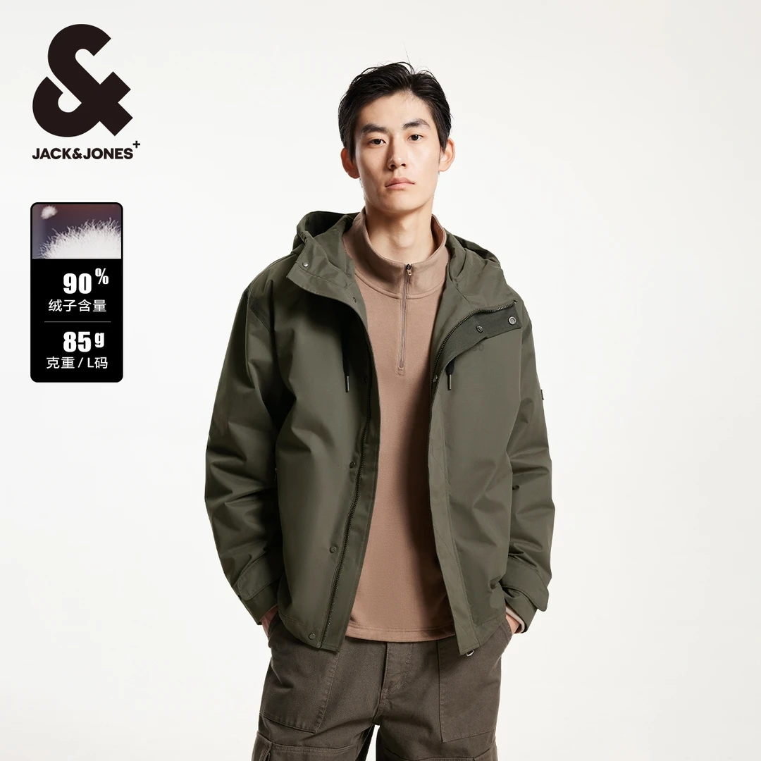 杰克琼斯秋冬款男装厚外套男士连帽好羽绒服休闲时尚潮流宽松户外