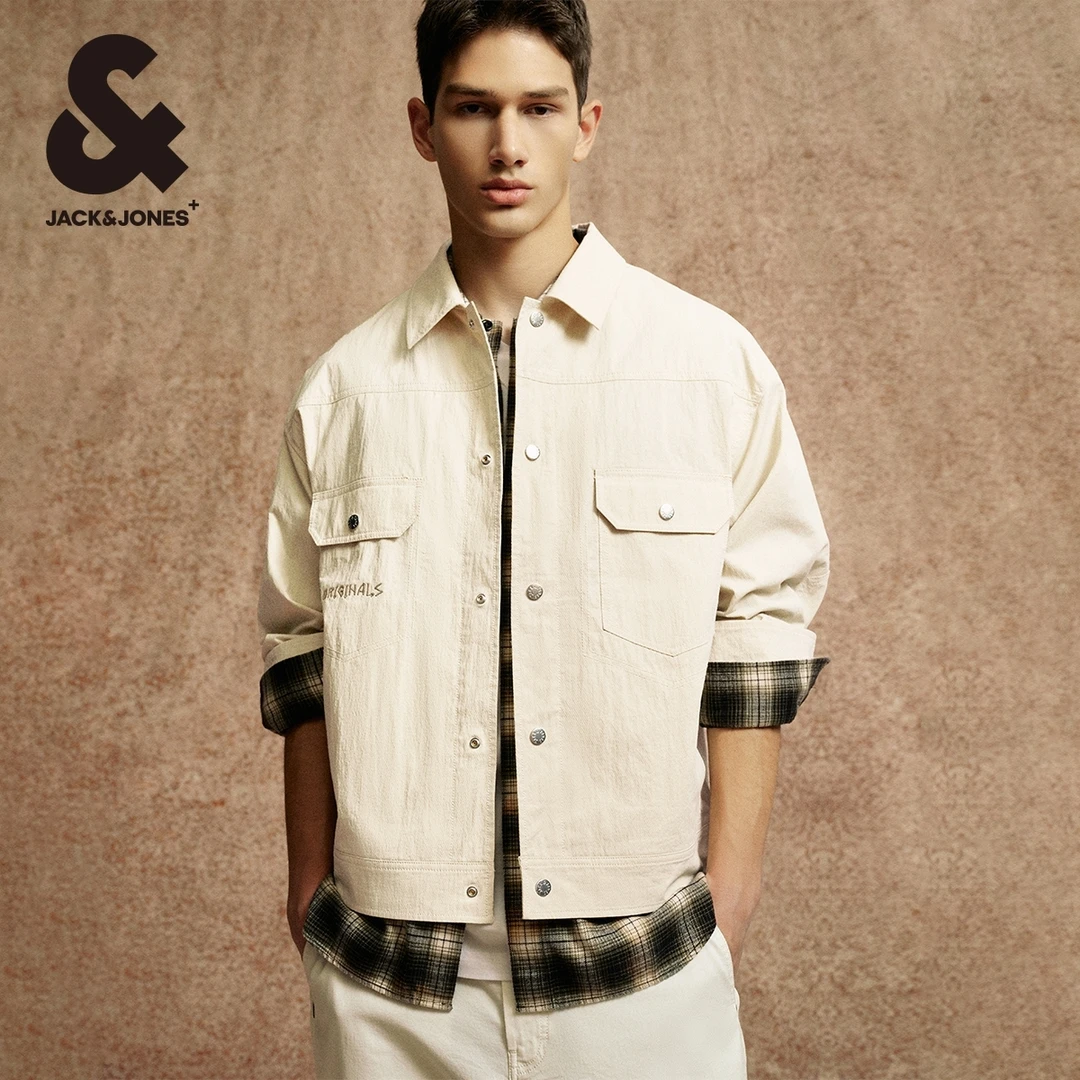 杰克琼斯秋季新款男士夹克外套百搭休闲多口袋翻领宽松高级感男装