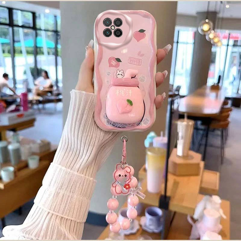 【苹果/华为荣耀/OPPO/VIVO/小米】粉色桃汁可爱创意奶油纹手机壳