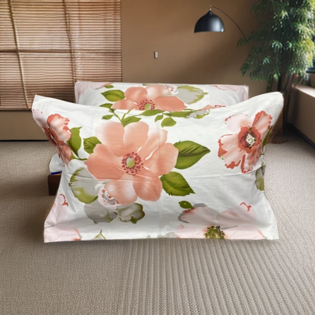 大花枕套一对（48×74）大花淡雅