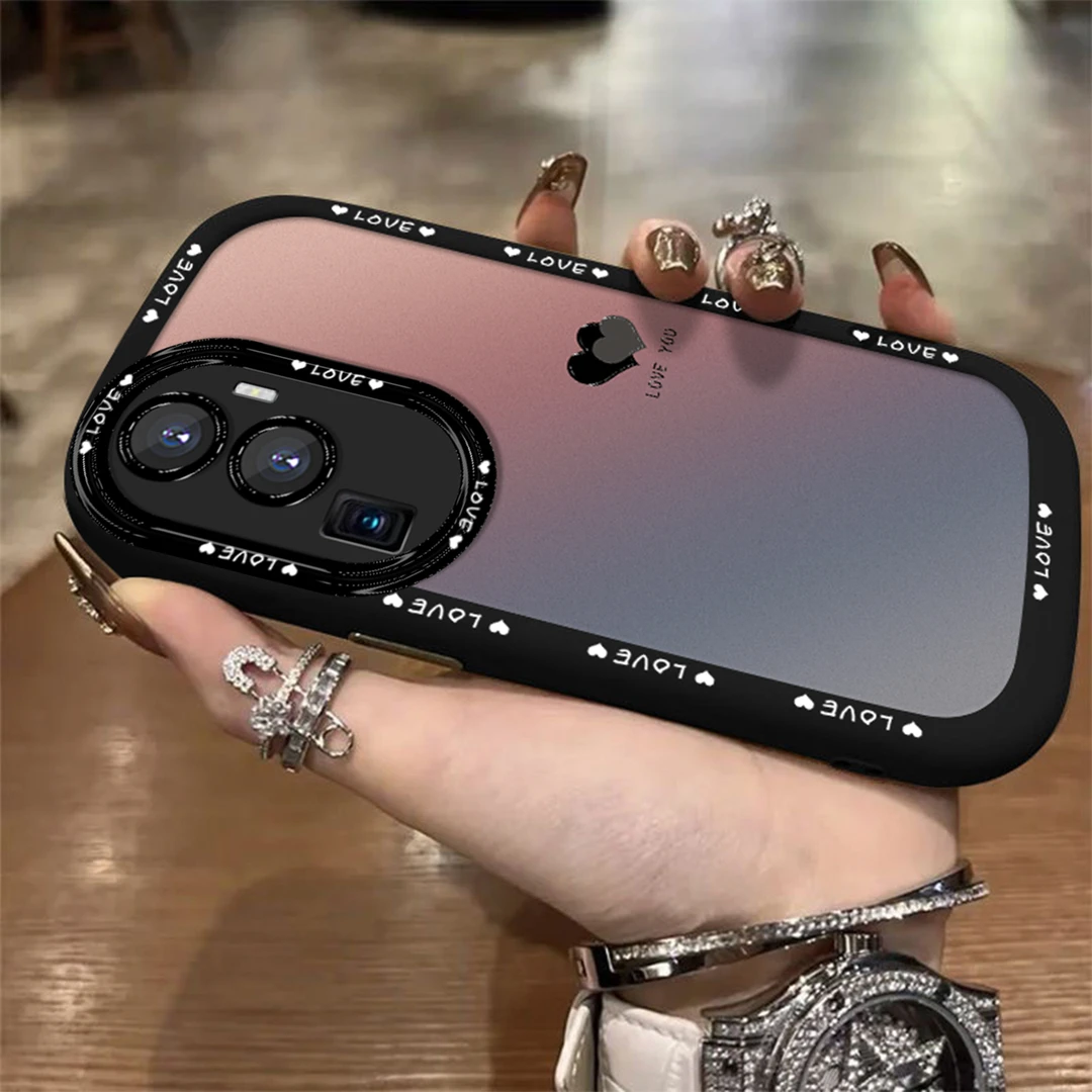 适用于【OPPO】Reno10ProPlus/Pro+渐变黑色爱心简约创意泡芙壳