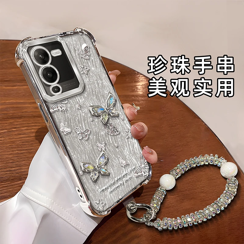 适用于【VIVO】S15Pro创意金属蝴蝶结简约闪卡时尚女款手机壳