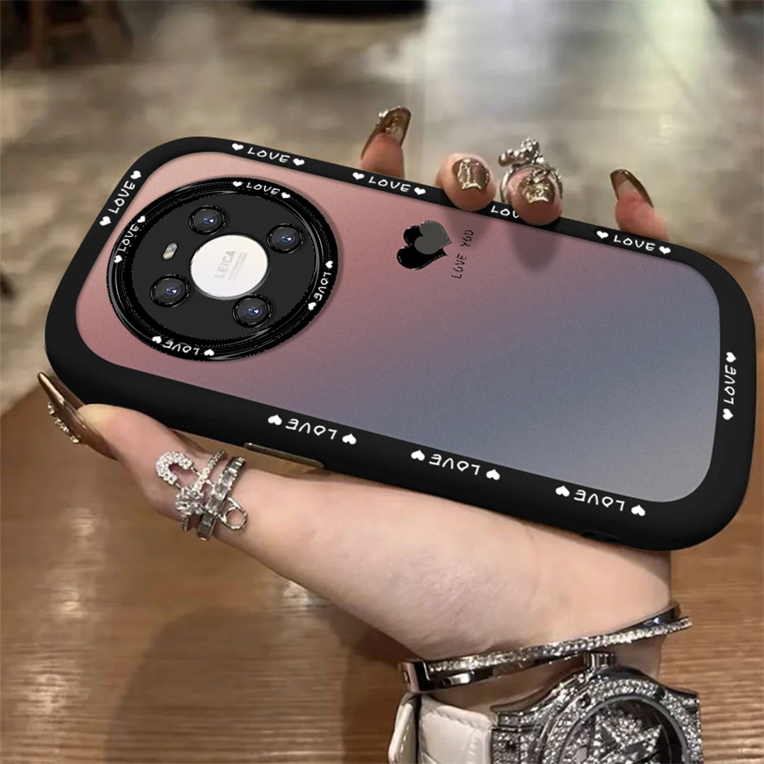 适用于【华为】Mate40Pro/EPro渐变黑色爱心简约创意网红泡芙壳