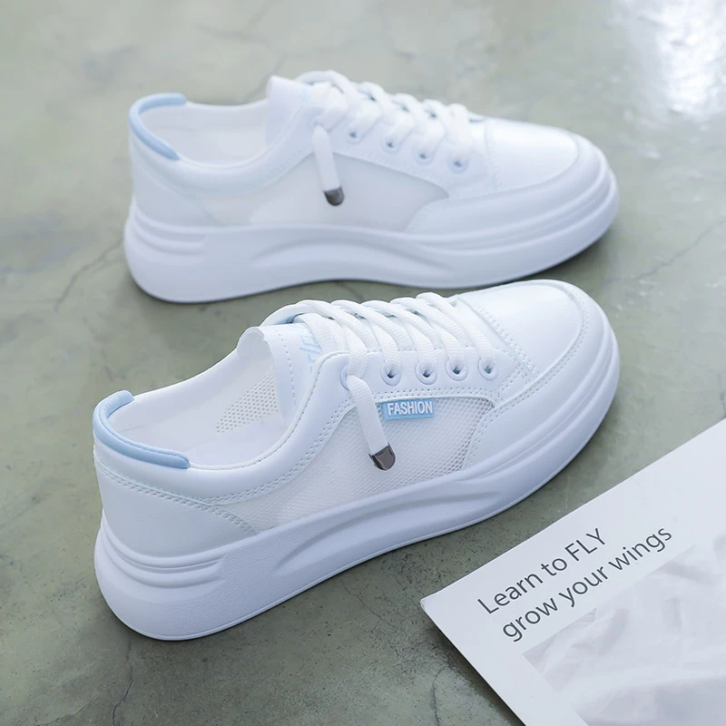 网面小白鞋女款2025爆款百搭夏季女鞋子厚底增高白鞋女士透气网鞋