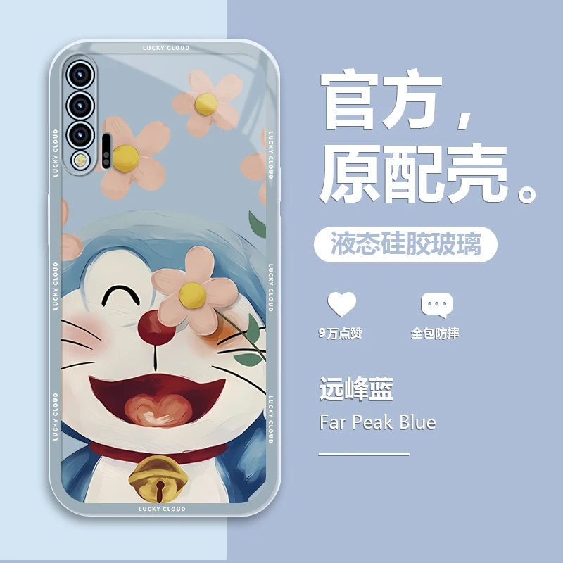 华为Nova6手机壳6SE液态玻璃防摔女保护套全包叮当猫时尚网红潮