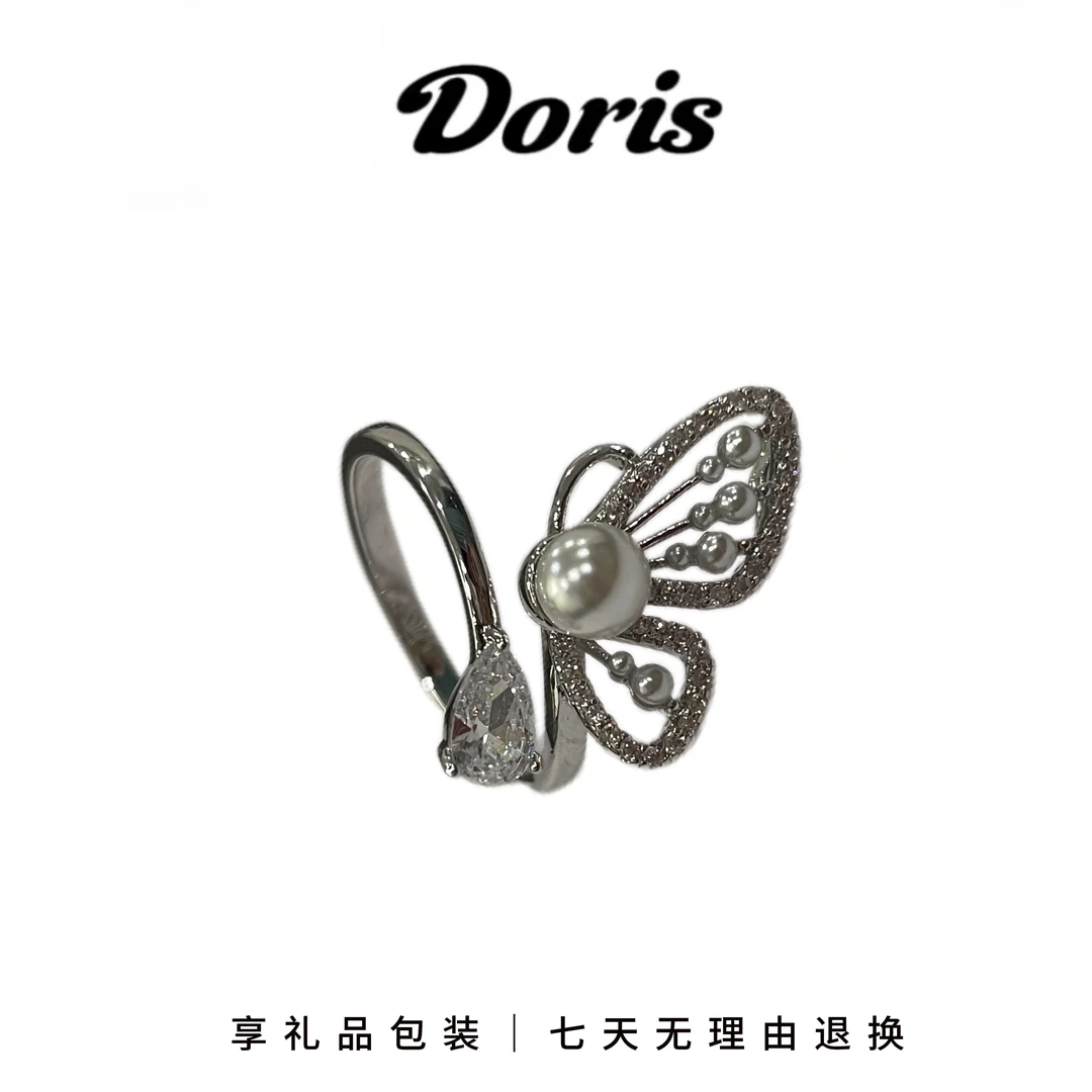 铜合金仿珍珠戒指 J028铜合金设计师款开口戒指轻奢时尚百搭