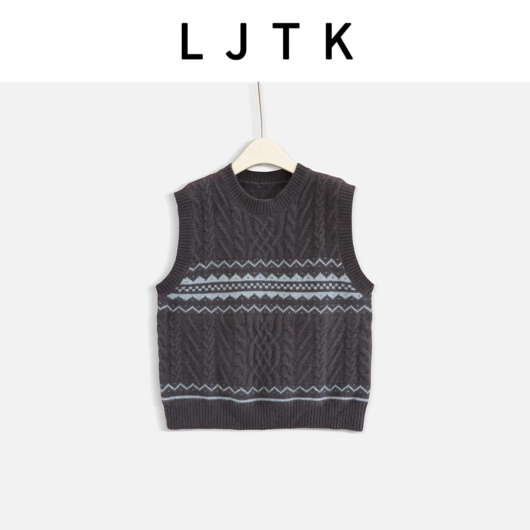 六造—【LJTK】23W波浪线竖绞花日韩简约羊毛马甲