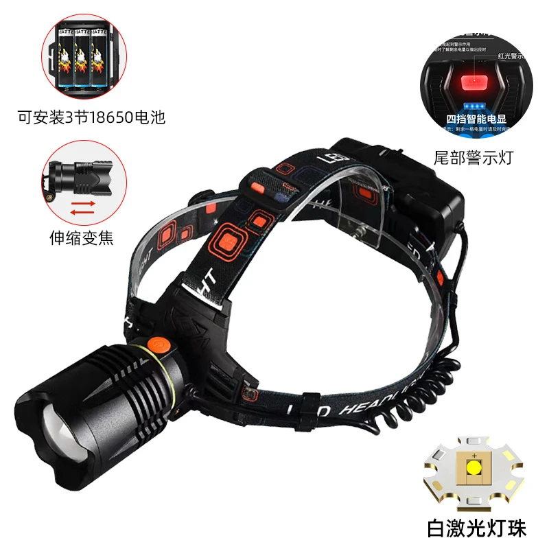 索光者【远射激光炮】强光头灯户外远射变焦大功率激光炮USB头灯