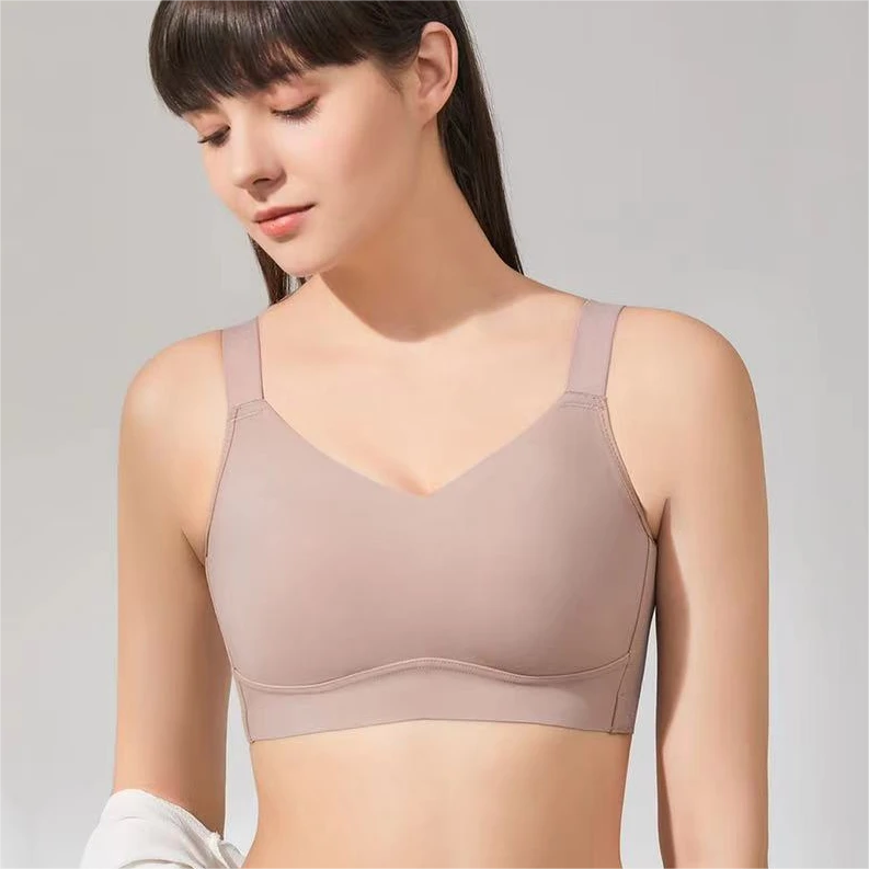 百丽挺【大胸显小】无痕光面薄款束胸全罩杯无钢圈收副乳文胸