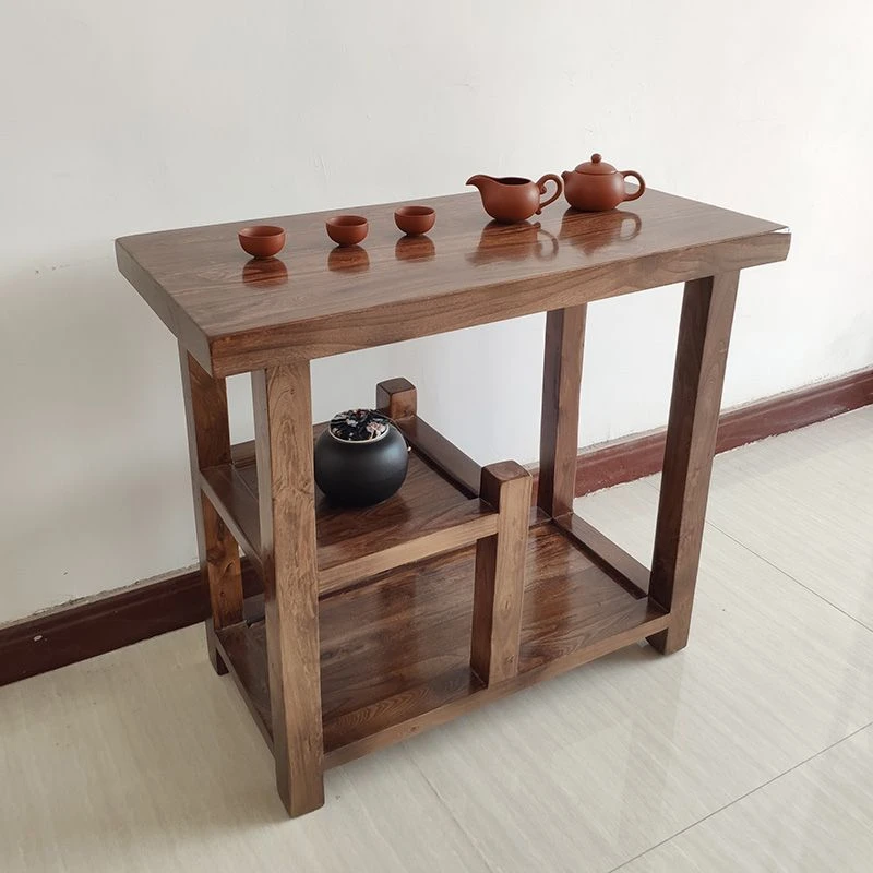 老榆木实木茶水柜客厅茶社阳台家用茶柜功夫茶边柜整装实木茶边柜