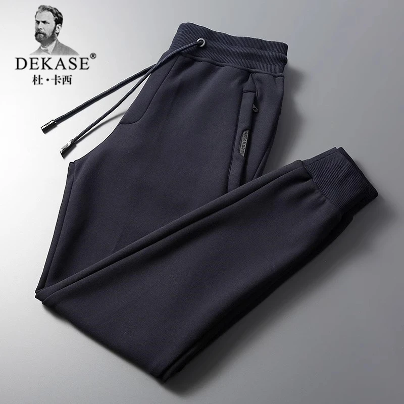 Dekase 秋冬款加绒加厚卫裤男宽松休闲裤小脚冬季大码束脚运动裤