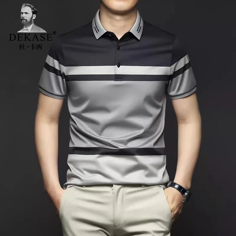 Dekase 夏季男士POLO衫透气休闲短袖商务翻领时尚T恤冰丝百搭上衣