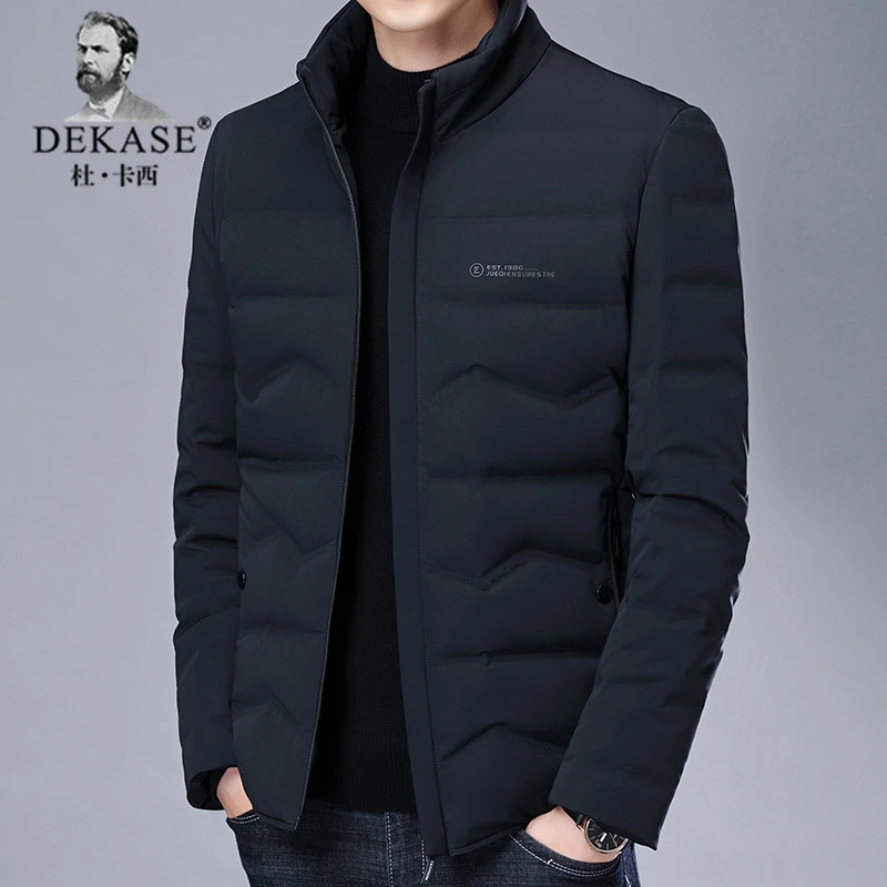 Dekase立领男士羽绒服短款冬季加厚2025新款轻奢外套中老年装
