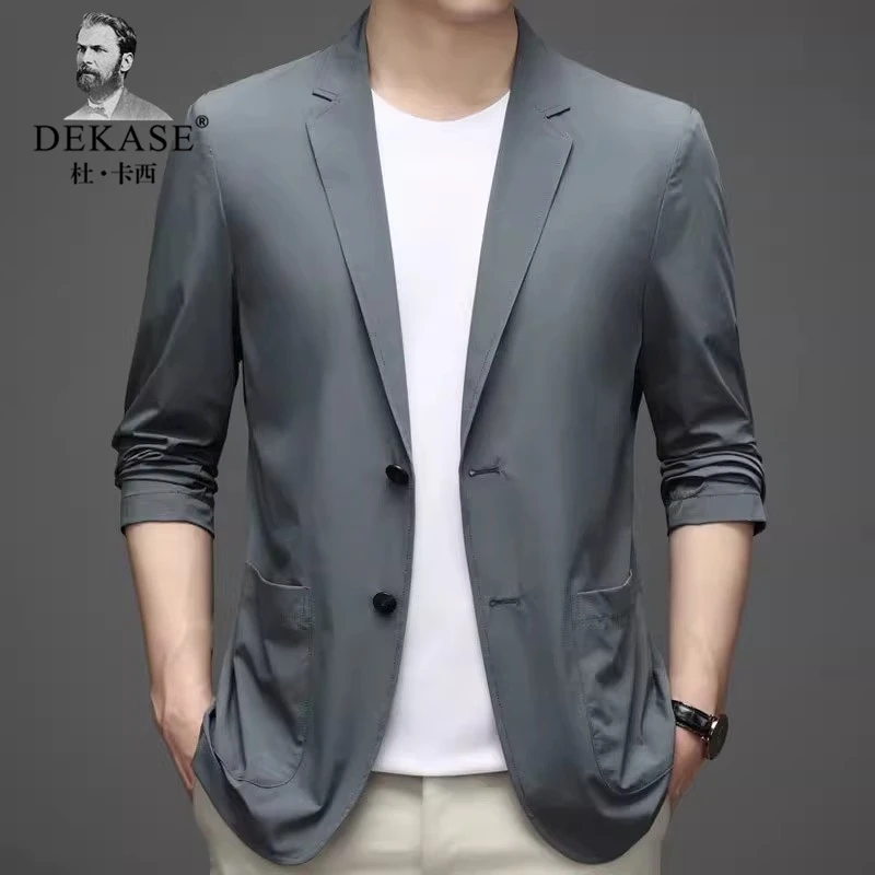 Dekase超薄款西服夏季男士防晒上衣冰丝时尚高档休闲外套单件