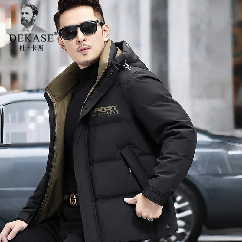 Dekase加厚高级感羽绒服短款冬季连帽极寒冬装休闲保暖修身外套