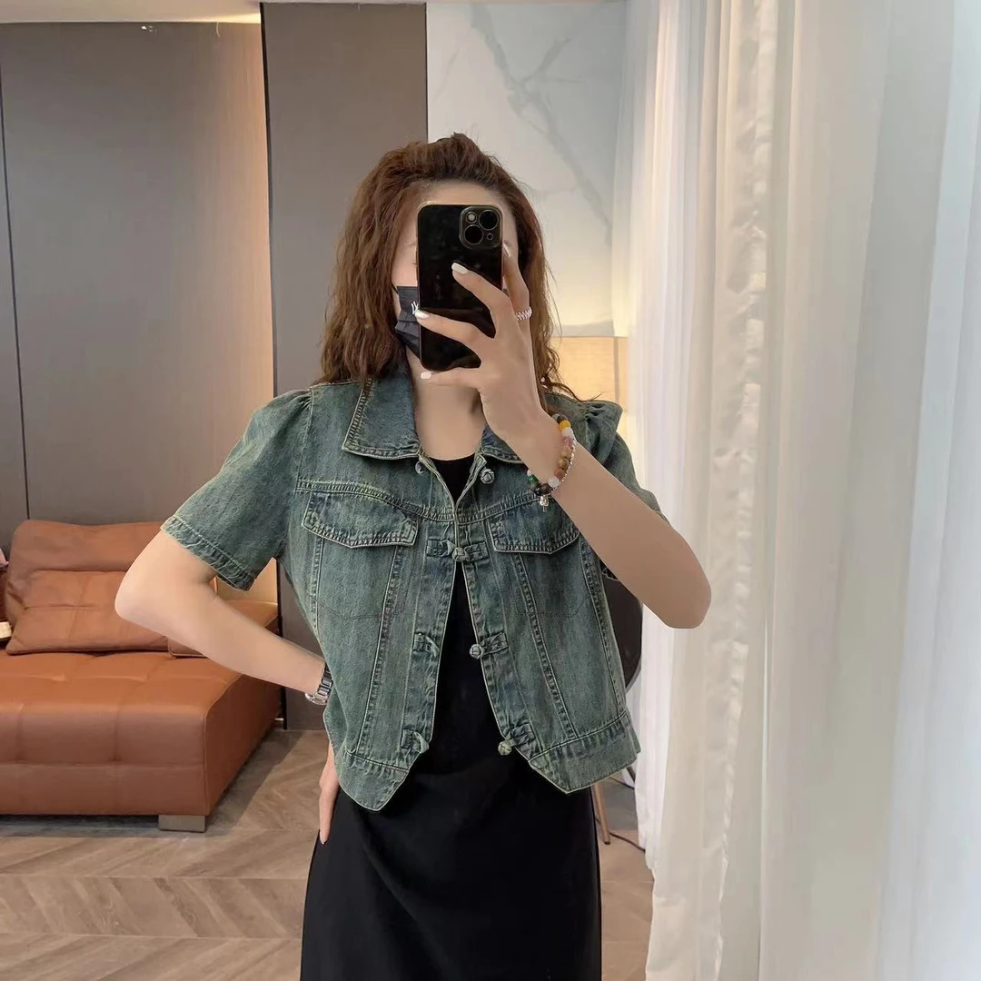 【牛仔外套】W8082牛仔外套女新款休闲小众韩版时尚百搭显瘦短外套