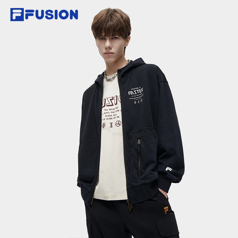 FILA /FUSION连帽外套男子秋季新款百搭休闲运动上衣 T11M343501F