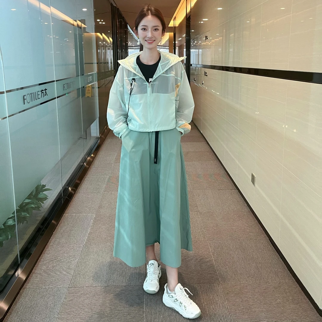 Fila/斐乐夏季薄荷曼波户外防晒轻量轻薄透气梭织外套 流光风