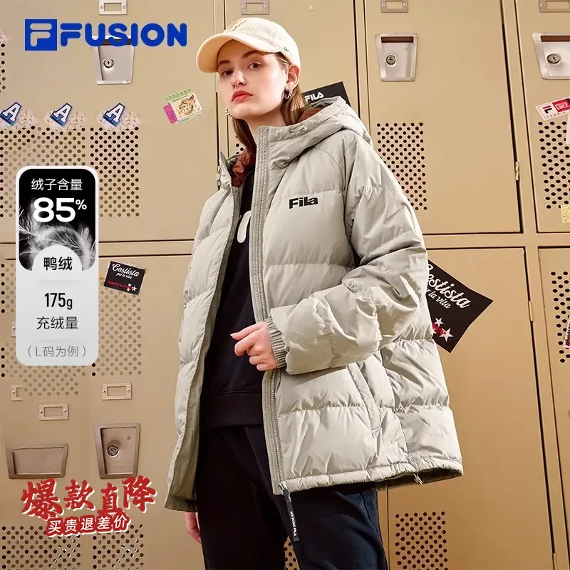 Fila斐乐新款羽绒服情侣款潮流连帽运动百搭宽松冬季舒服穿搭