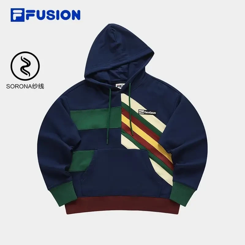 Fila/斐乐双F新年穿搭潮流女针织连帽2024春季拼接卫衣T11W417202