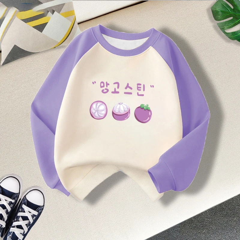 男女童插肩卫衣新款宝宝洋气卡通衣服秋冬季儿童拼色长袖打底上衣