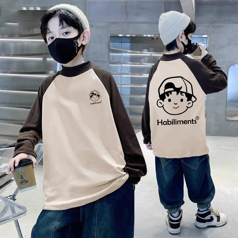 儿童半高领打底衫秋冬加绒厚保暖长袖T恤男女童德绒秋衣内搭上衣