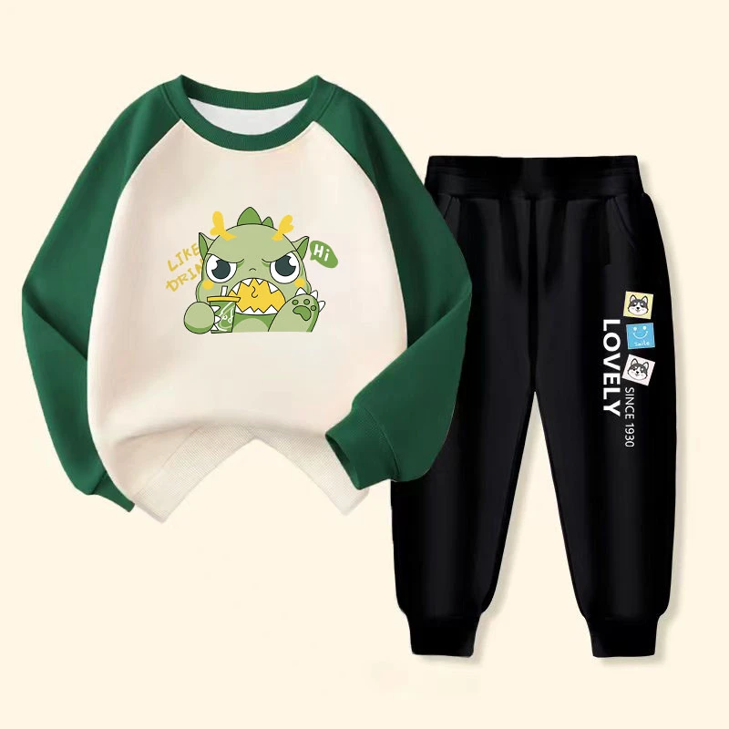 儿童时尚洋气春秋装男童秋装卫衣套装2023年新款中大童宝宝两件套