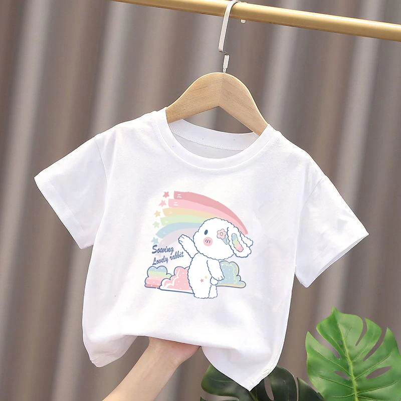 【纯棉t恤】夏装新款洋气儿童韩版纯棉体恤女孩白色上衣夏季童装