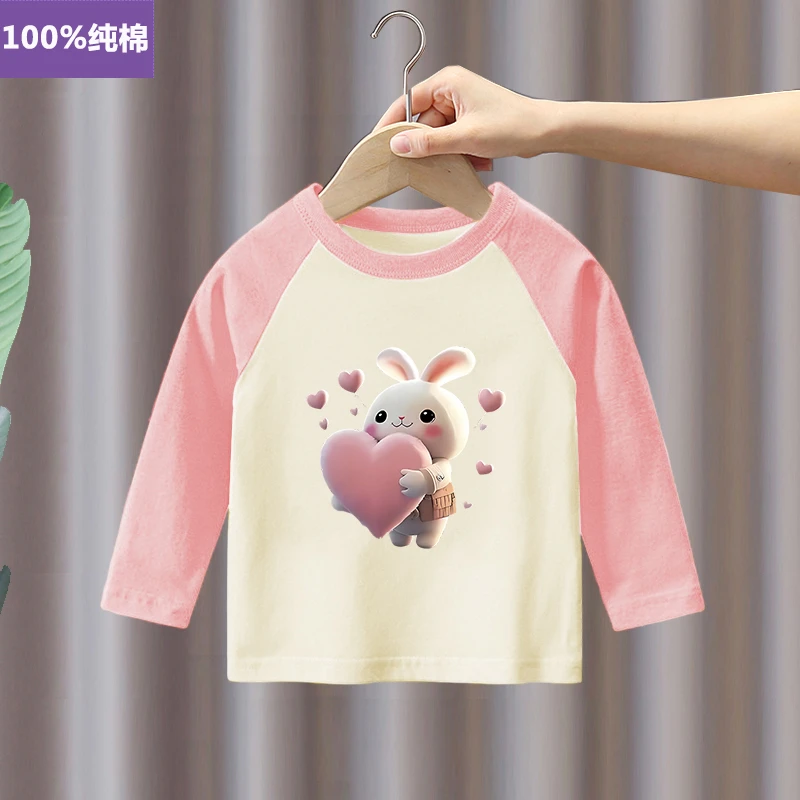 女童春秋款t恤2024新款洋气儿童春装长袖打底衫中大童纯棉上衣潮