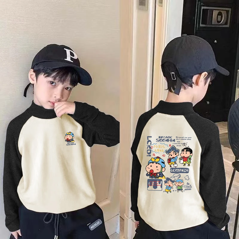 德绒打底衫长袖男童秋装上衣儿童t恤宝宝半高领秋衣内搭韩版卡通