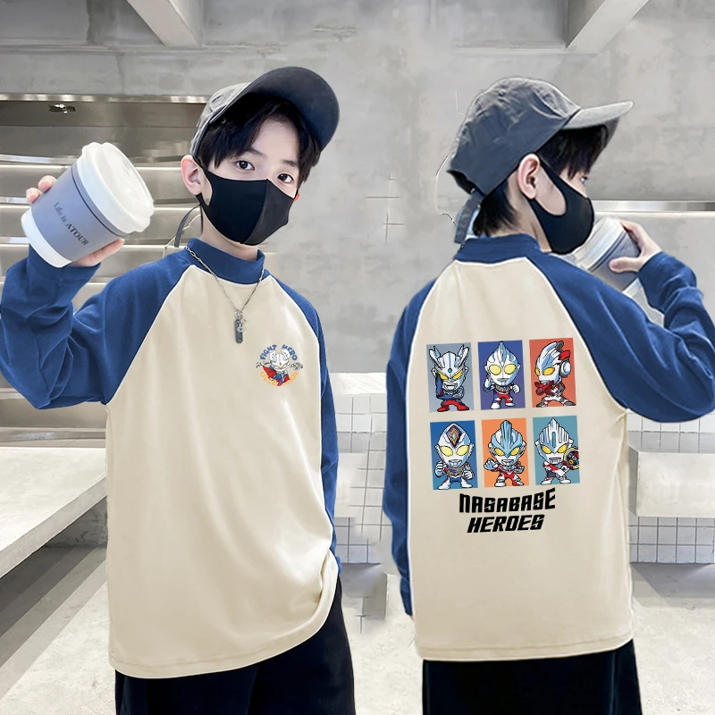 儿童半高领德绒长袖内搭2024新款秋冬保暖撞色打底衫男童上衣洋气