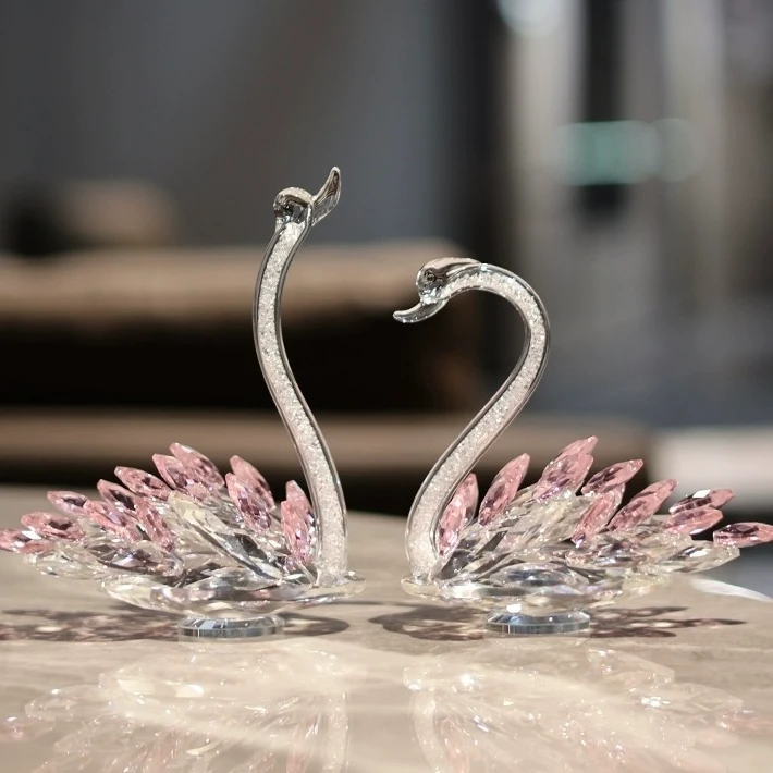 『俊辛优品』水晶天鹅玄关电视柜酒柜家居装饰品摆件轻奢高档礼物