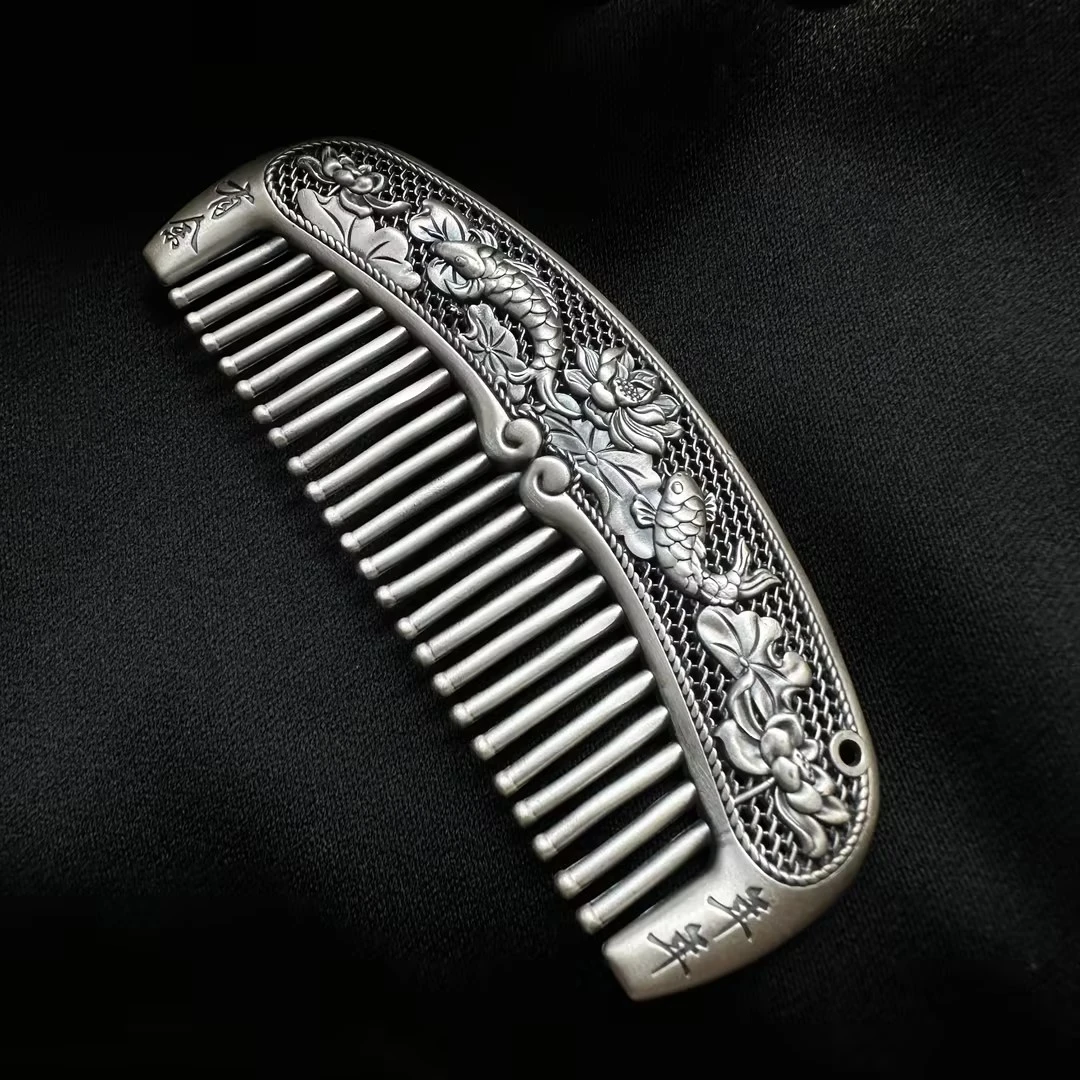 足银银制品 年年有余足银梳子