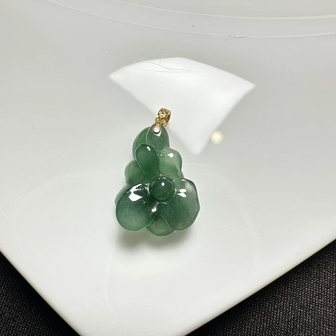 清水芙蓉翡翠项链18k扣头
