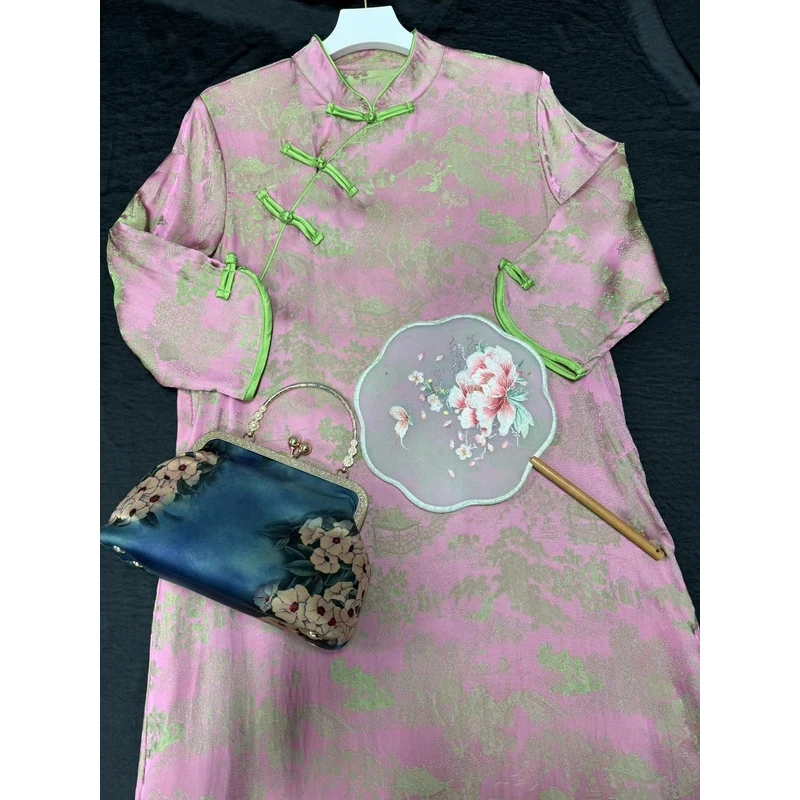 新中式拜年服238-新款女士气质日常中国风长款连衣裙