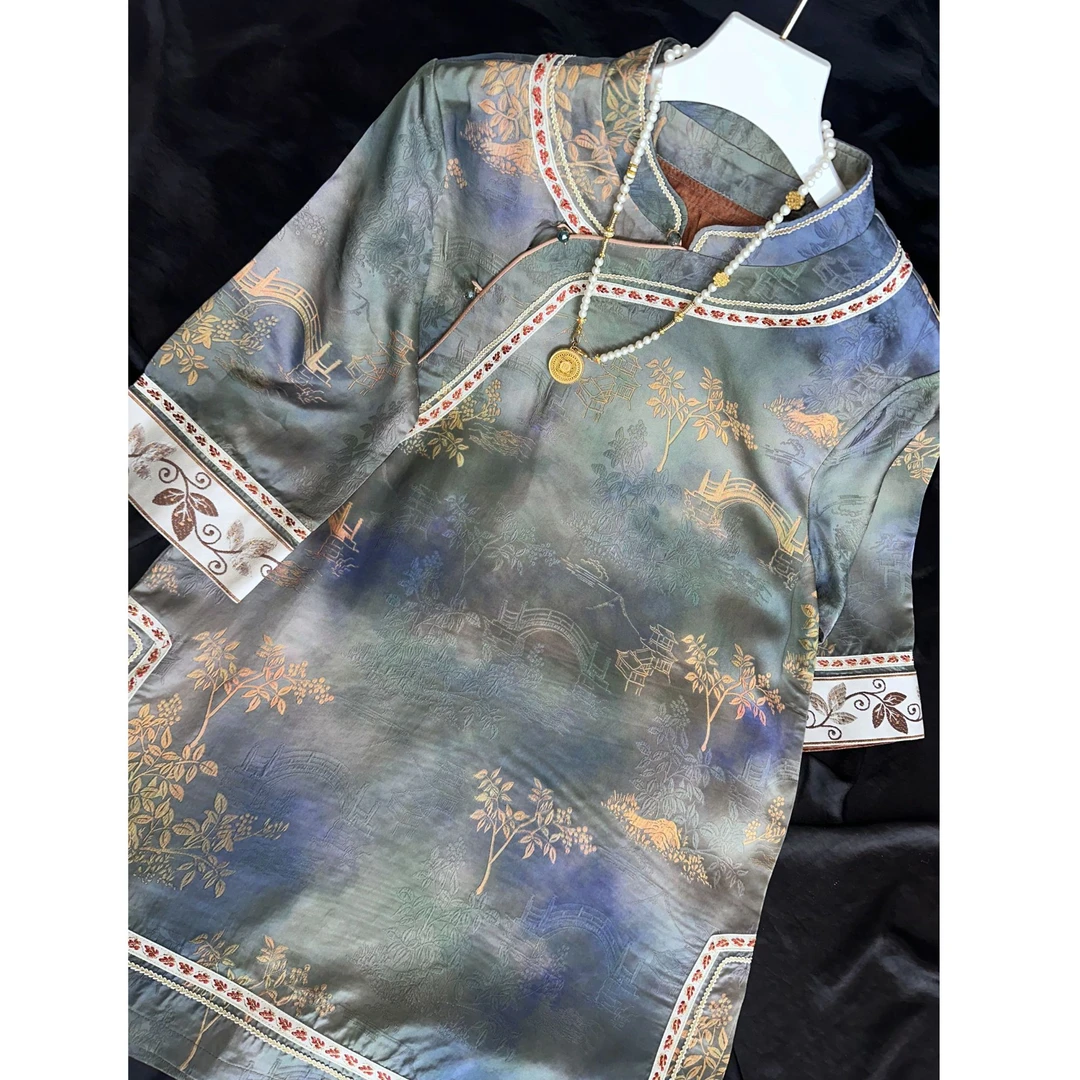 2430-夏季新款日常新中式【格格服】百搭复古短款设计师定制连衣裙