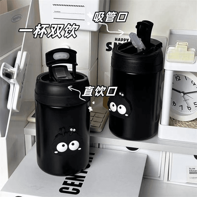 煤球保温杯女生高颜值简约小众网红爆款便携式防摔学生网红爆款