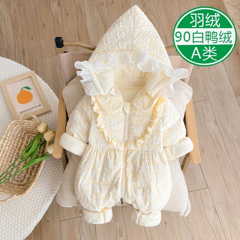 【反季】婴儿羽绒服新生儿女宝宝连体衣冬季加厚超萌洋气哈衣外出服