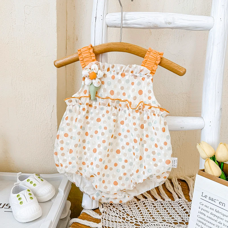 婴儿夏款包屁衣新生儿女宝宝超萌洋气夏季薄款短袖满月百天公主服