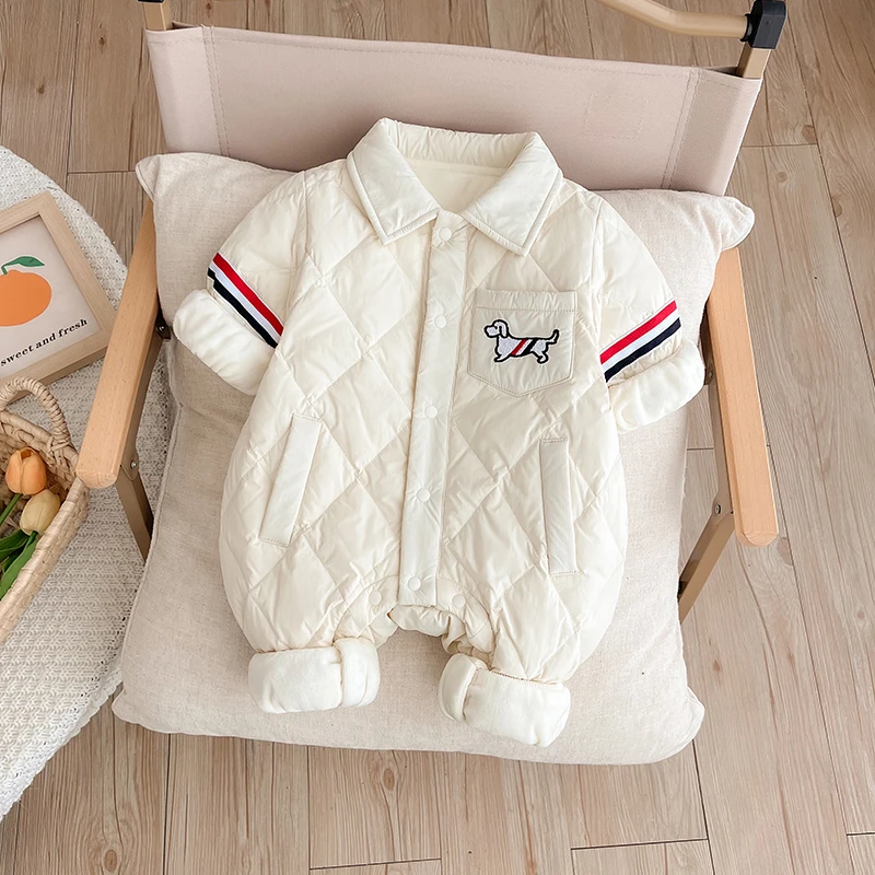 冬季新款婴儿连体羽绒服加绒轻薄时尚高定礼服保暖外出羽绒爬服