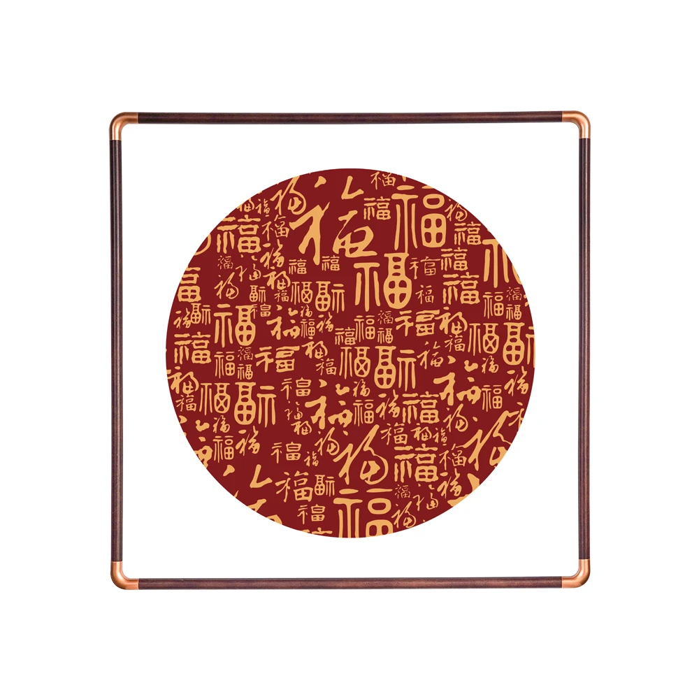 【仿铜角173】80*80百福图纯实木框新中式家居装饰画挂墙画
