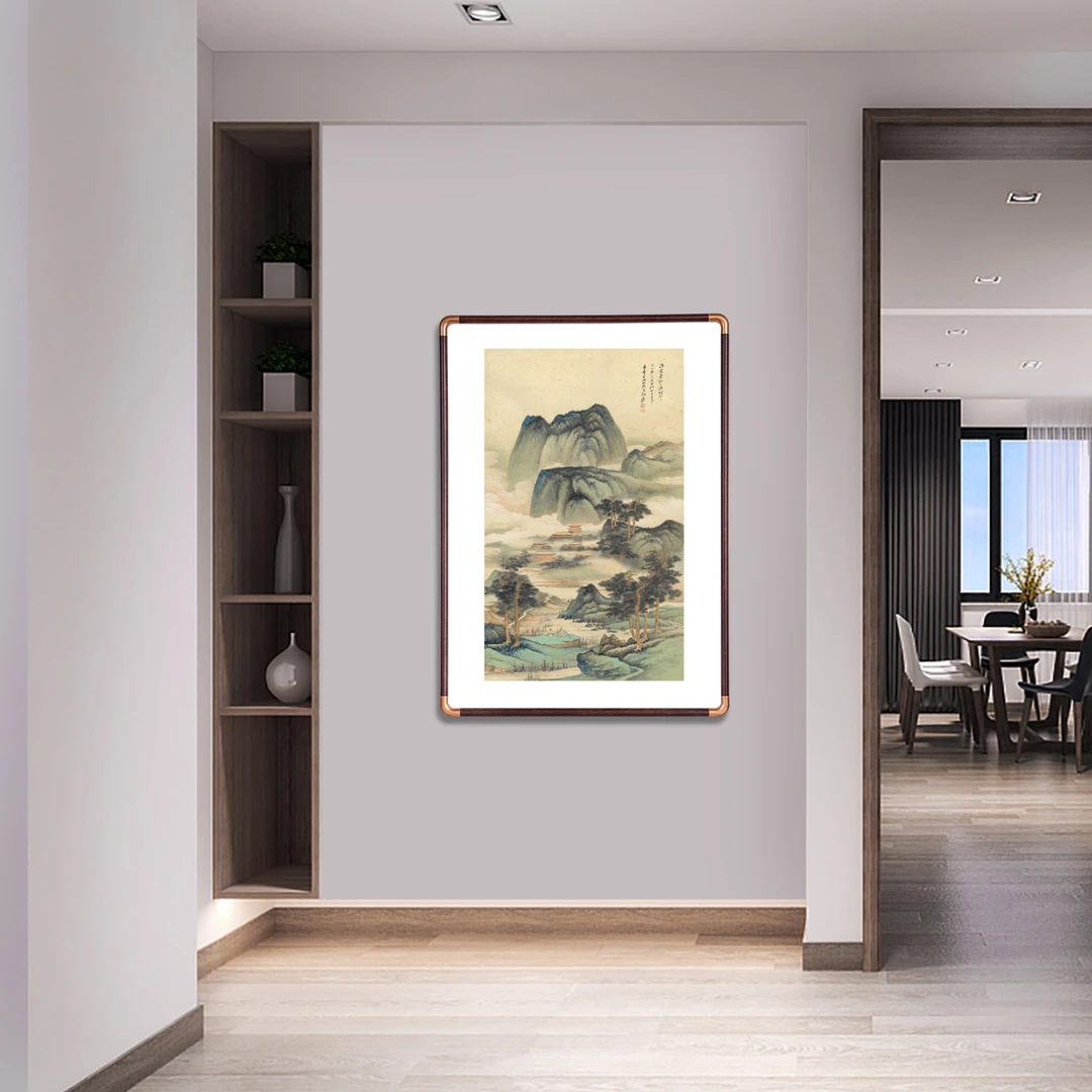 【仿铜角255】120*80仙霭晴阁图纯实木玄关挂画家居装饰画