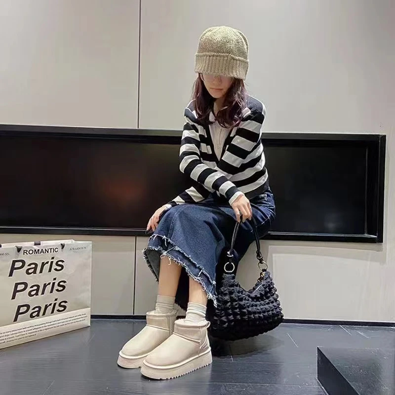 Z6801-潮牌小香风雪地靴女冬季新款加绒加厚东北棉鞋厚底增高保暖