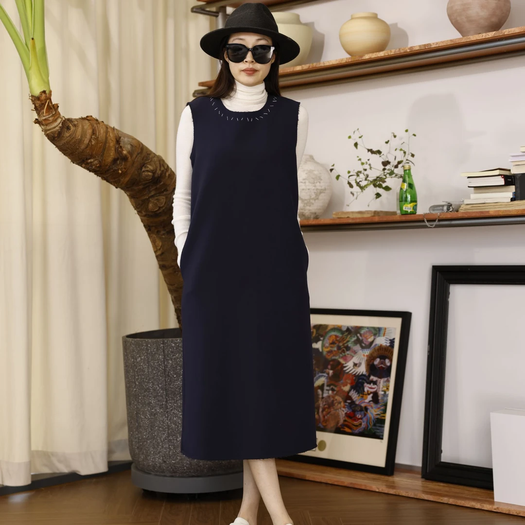 【十九服饰】马家休闲无袖长款气质时尚连衣裙