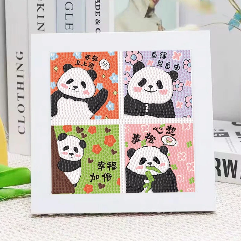 熊猫钻石贴画 儿童手工diy制作益智玩具 点钻粘贴画 草莓熊卡比